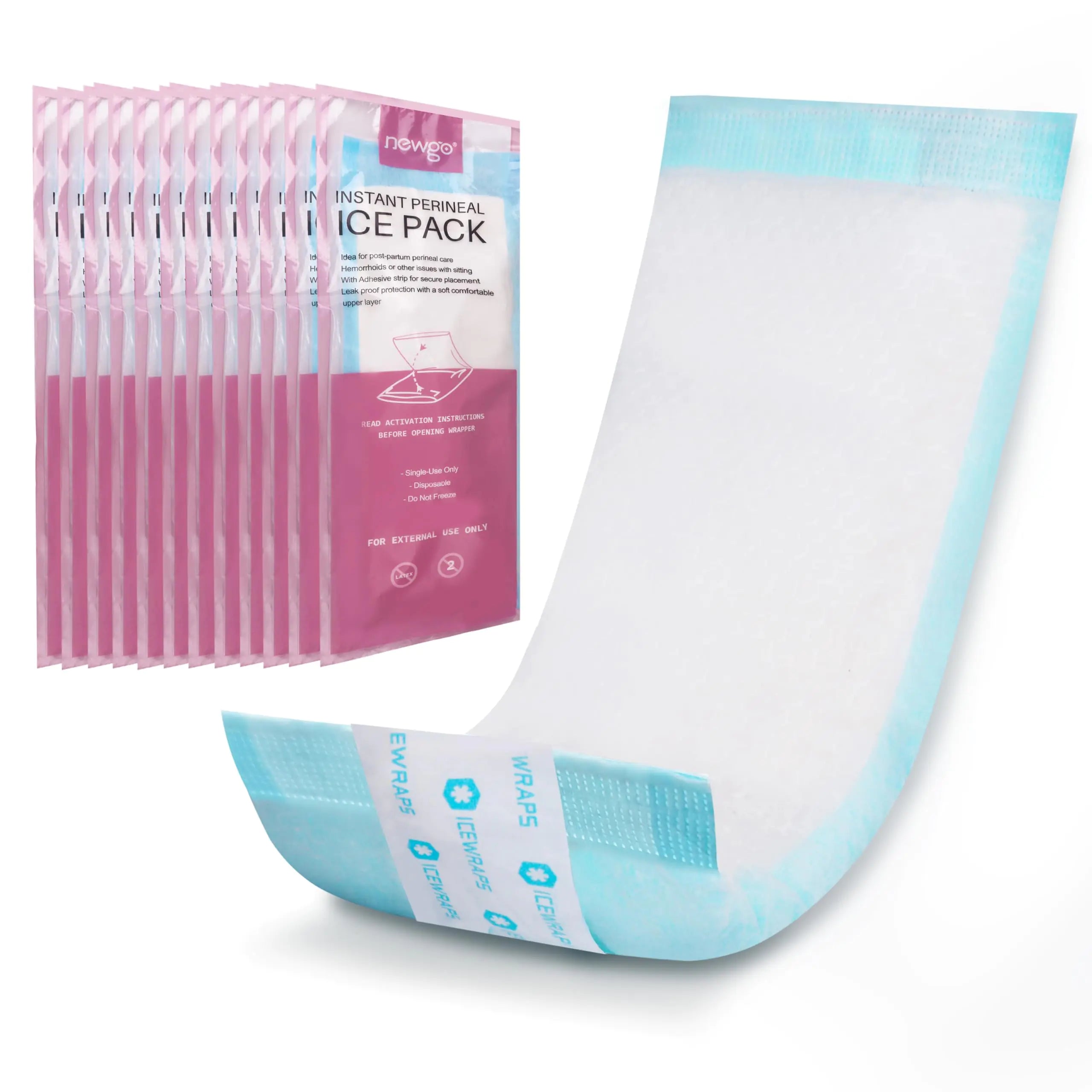 NEWGO Disposable Instant Perineal Cold Packs for Postpartum 12 Pcs Cooling Postpartum Therapy Packs for Pain Relief for Women After Pregnancy & Vaginal Discomfort(12 Count)