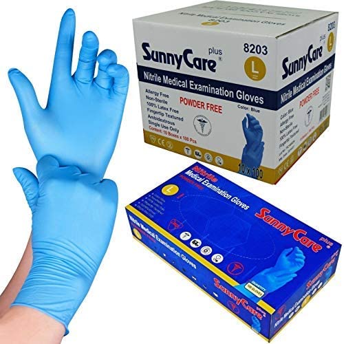Guantes de Nitrilo Azul Talla (L) SUNNYCARE