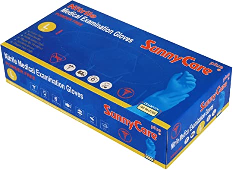 Guantes de Nitrilo Azul Talla (L) SUNNYCARE