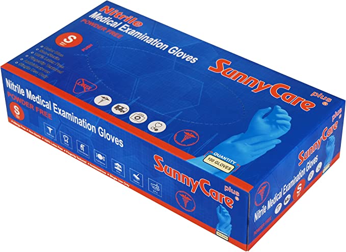 Guantes de Nitrilo Azul Talla (S) SUNNYCARE