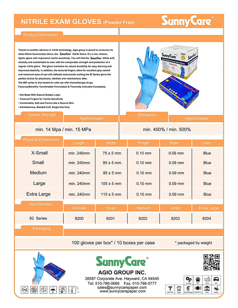 Guantes de Nitrilo Azul Talla (M) SUNNYCARE
